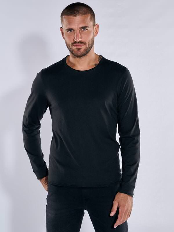 emilio adani Herren Langarm-Shirt "My Favorite" schwarz regular uni Rundhals von emilio adani