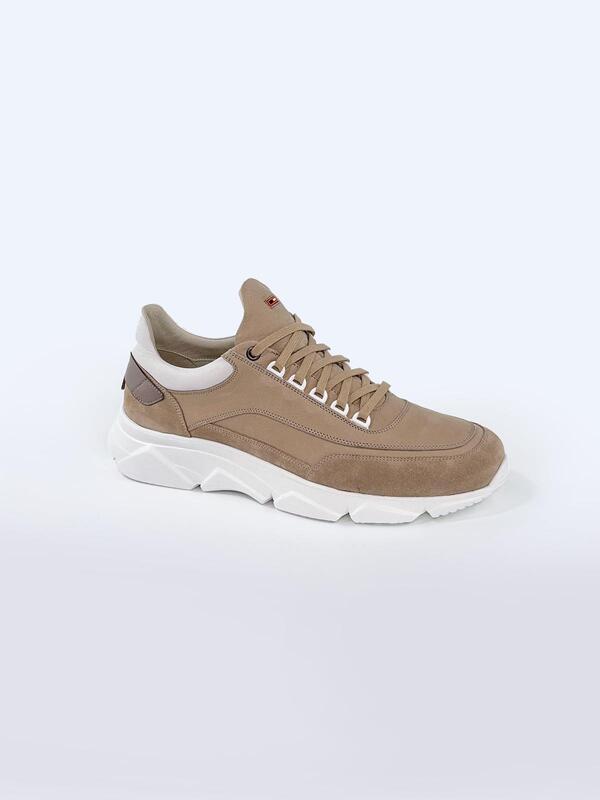 emilio adani Herren Sneaker aus Leder Beige regular uni von emilio adani