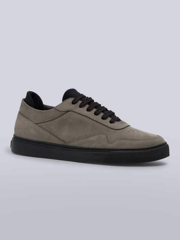emilio adani Herren Sneaker aus Nubuk-Leder Grau regular uni von emilio adani