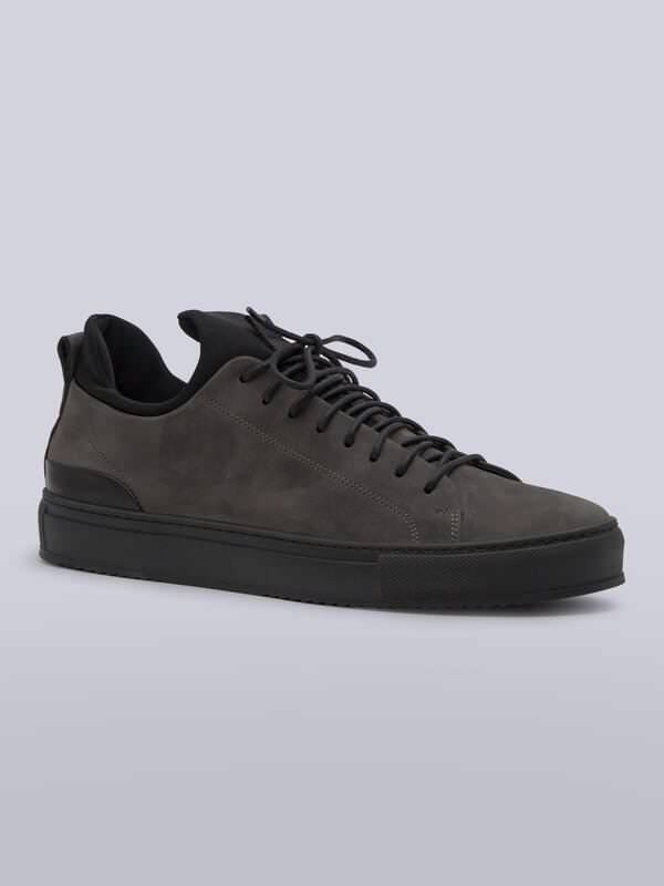 emilio adani Herren Sneaker aus Nubuk-Leder Grau regular uni von emilio adani