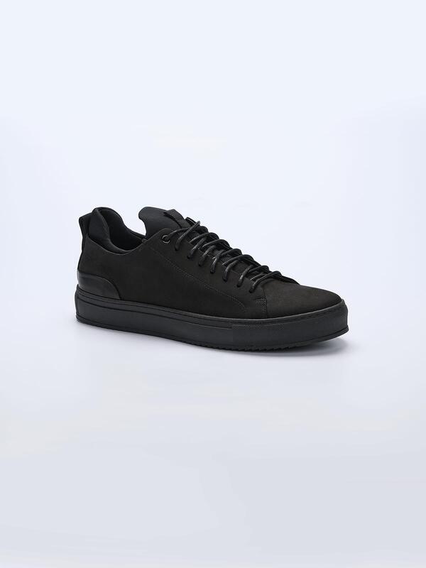 emilio adani Herren Sneaker aus Nubuk-Leder Schwarz regular uni von emilio adani