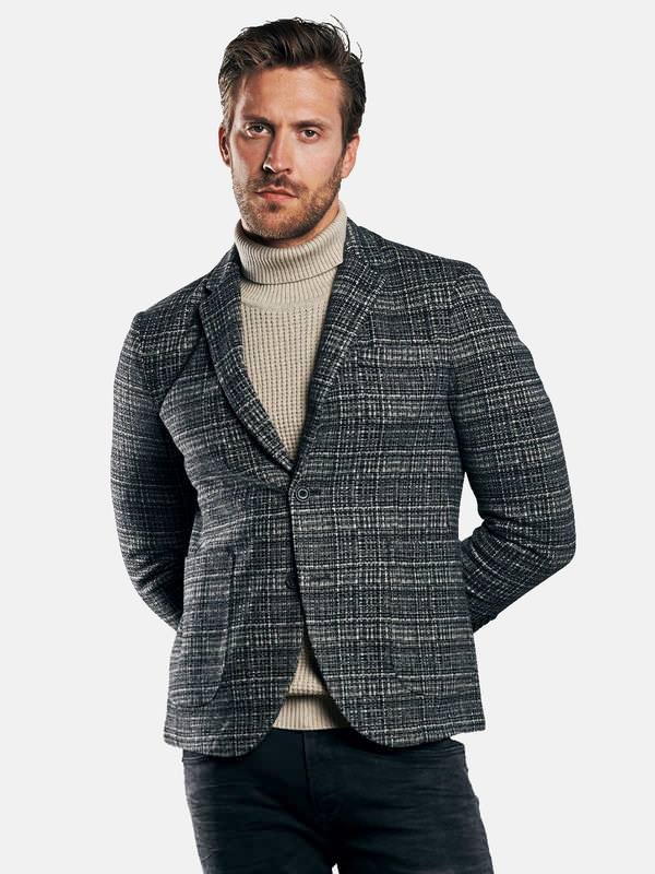 emilio adani Herren Sportives Sakko mit angerauhter Oberfläche Grau slim fit gemustert von emilio adani