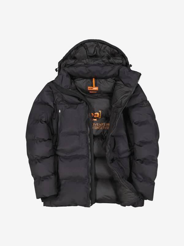 emilio adani Herren Steppjacke mit abnehmbarer Kapuze Schwarz regular uni von emilio adani