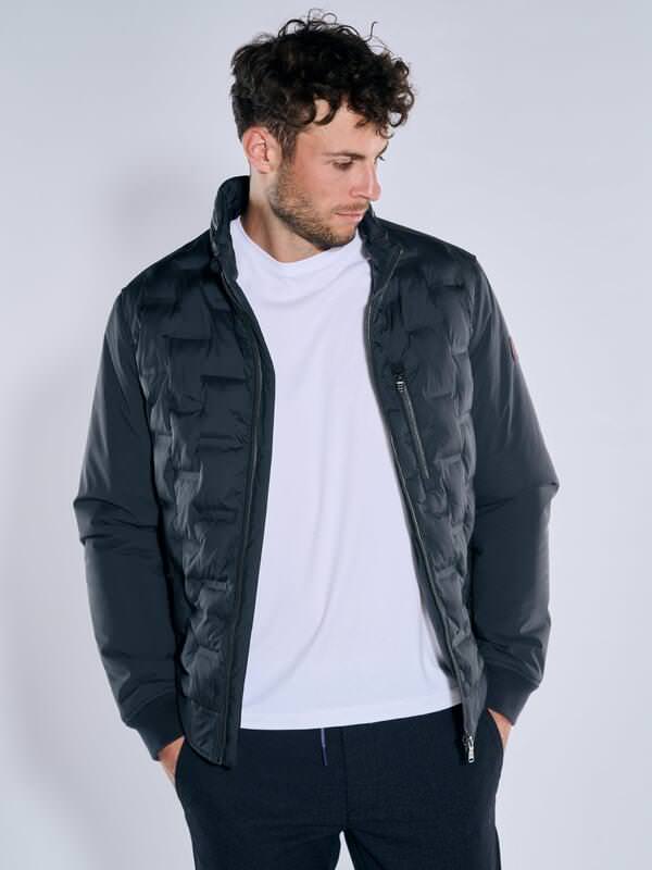 emilio adani Herren Steppjacke regular Blau uni Stehkragen von emilio adani