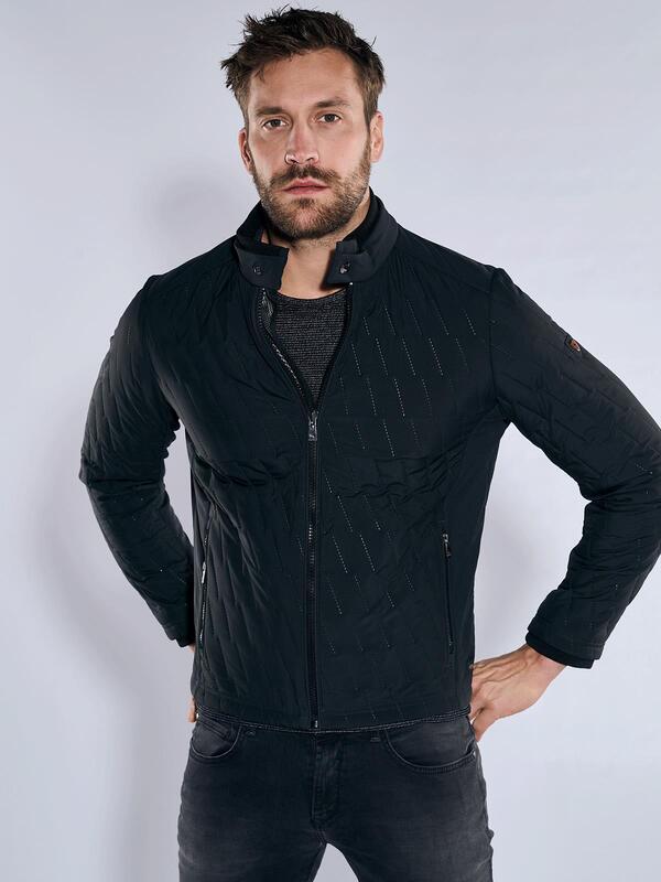 emilio adani Herren Steppjacke regular Schwarz uni von emilio adani