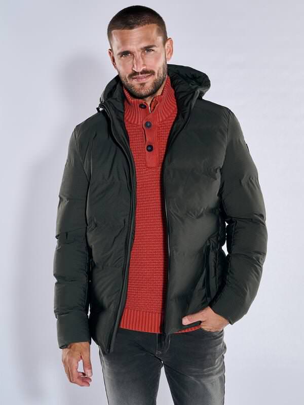 emilio adani Herren Steppjacke slim fit Grün uni von emilio adani