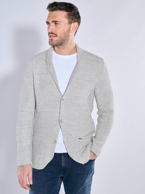 emilio adani Herren Strick-Sakko regular Grau uni Reverskragen von emilio adani