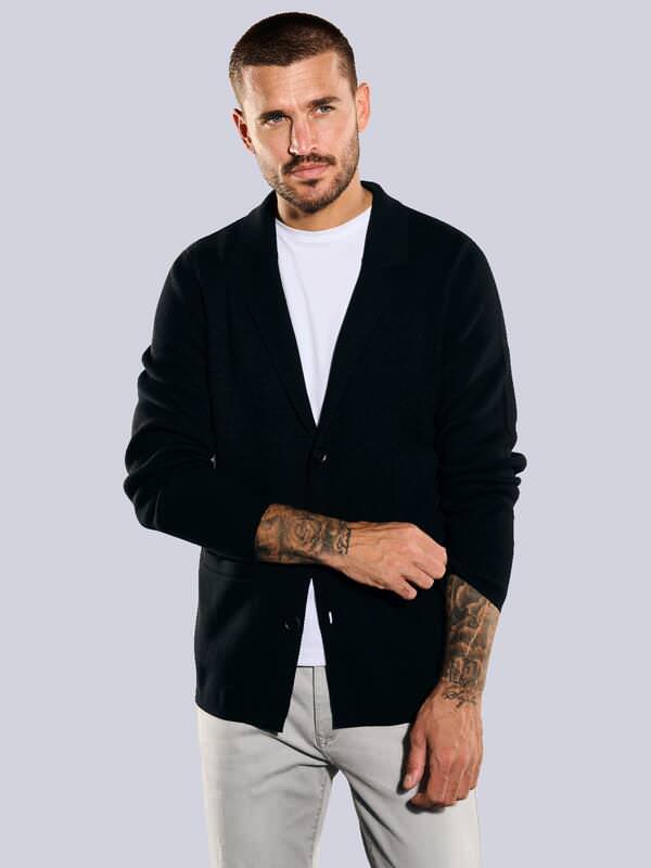 emilio adani Herren Strick-Sakko regular Schwarz uni Reverskragen emilio adani Herren Strick-Sakko regular Schwarz uni Reverskragen von emilio adani