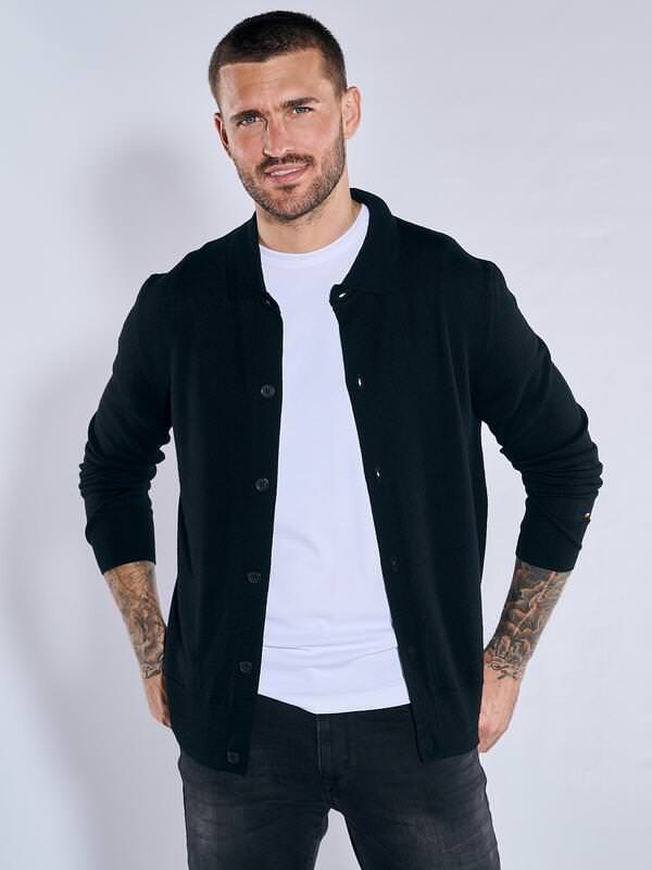emilio adani Herren Strickjacke uni Schwarz regular Knopfleiste von emilio adani