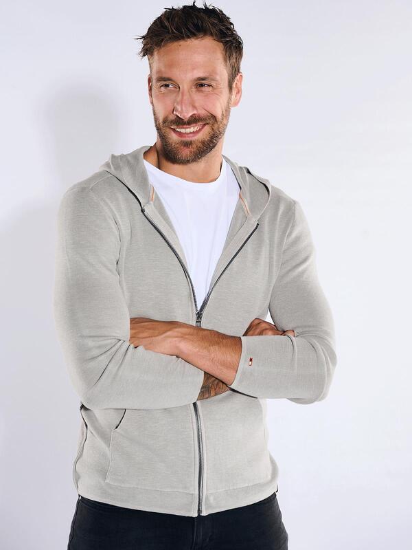 emilio adani Herren Strickjacke uni Grau regular Kapuze von emilio adani
