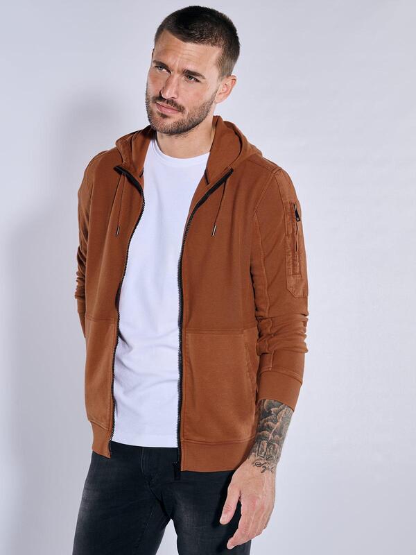 emilio adani Herren Sweatjacke mit Kapuze Orange regular uni Kapuze von emilio adani