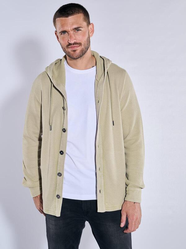 emilio adani Herren Sweatjacke regular Beige gemustert Kapuze von emilio adani