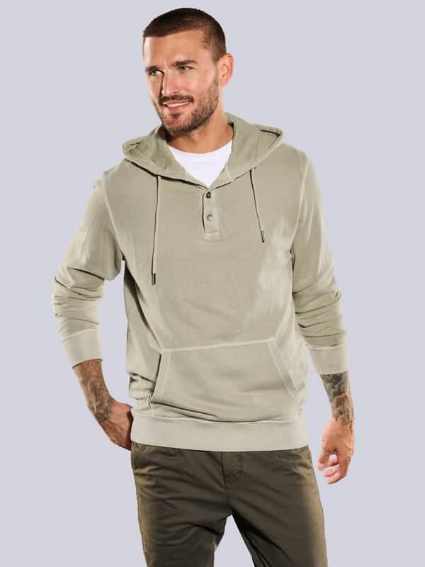 emilio adani Herren Sweatshirt mit Kapuze Beige regular uni Kapuze von emilio adani