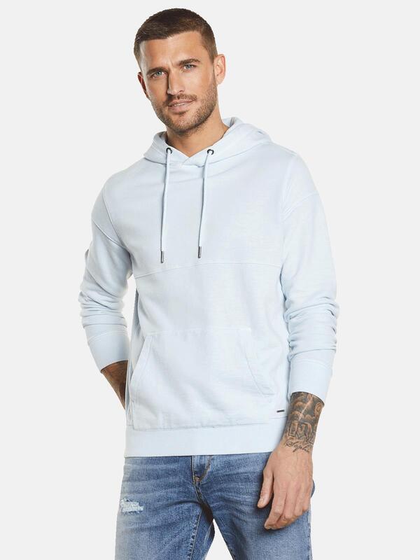 emilio adani Herren Sweatshirt mit Kapuze blau regular uni von emilio adani