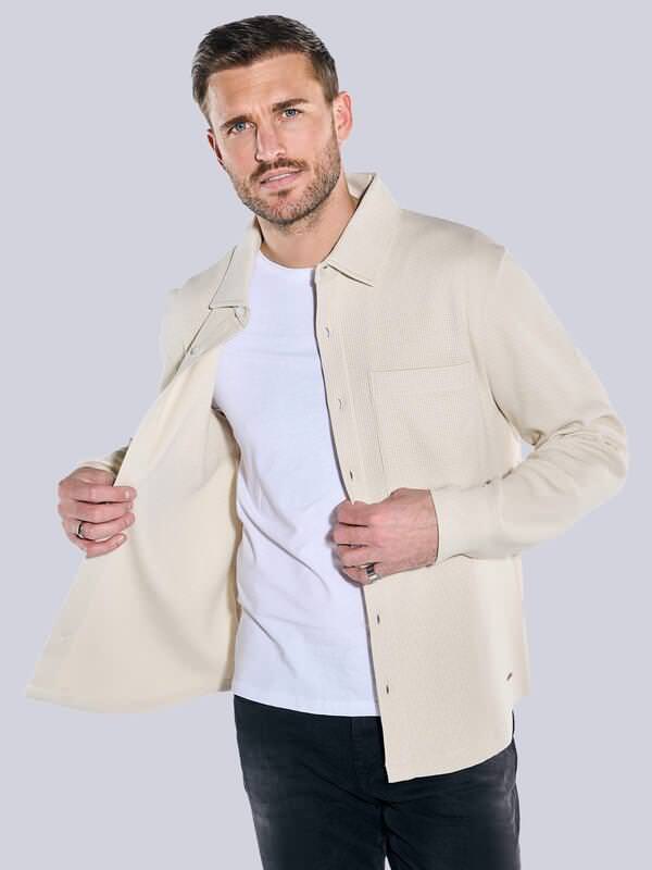 emilio adani Herren Sweatshirt slim fit Beige gemustert Kent-Kragen von emilio adani