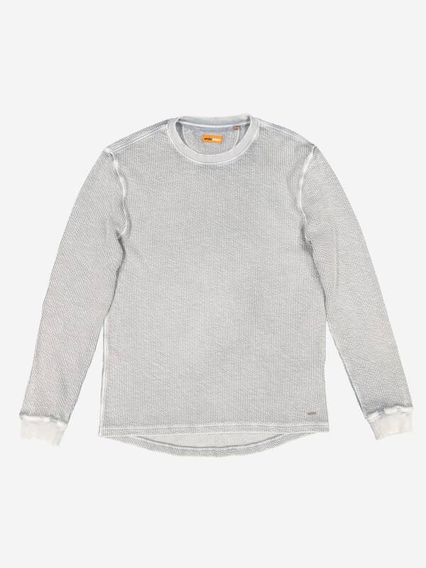 emilio adani Herren Sweatshirt strukturiert Grau regular gestreift Rundhals von emilio adani