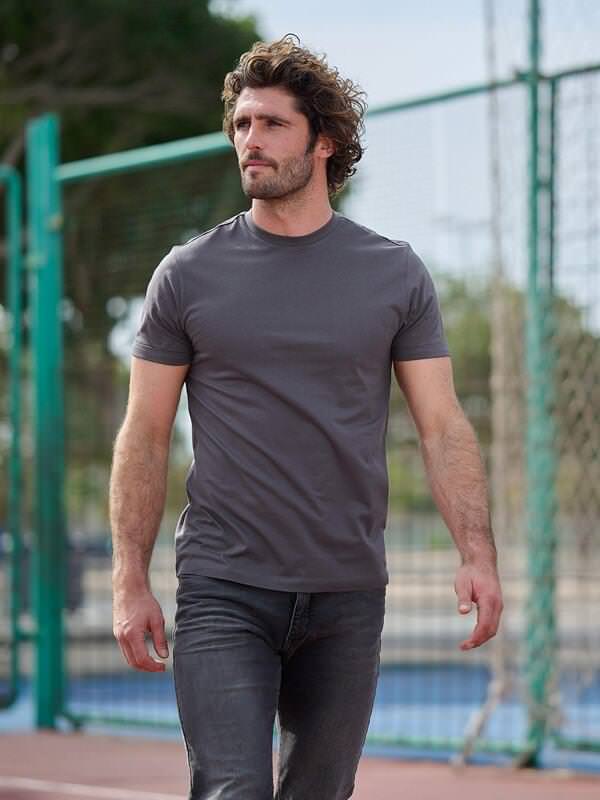 emilio adani Herren T-Shirt aus hochwertiger Baumwolle Grau regular uni Rollkragen von emilio adani