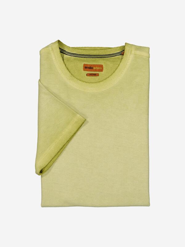 emilio adani Herren T-Shirt slim fit Gelb uni Rundhals von emilio adani