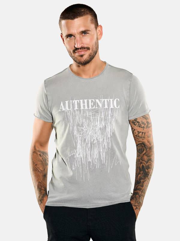 emilio adani Herren T-Shirt slim fit grau gemustert Rundhals von emilio adani