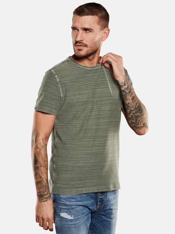 emilio adani Herren T-Shirt slim fit grün uni Rundhals von emilio adani