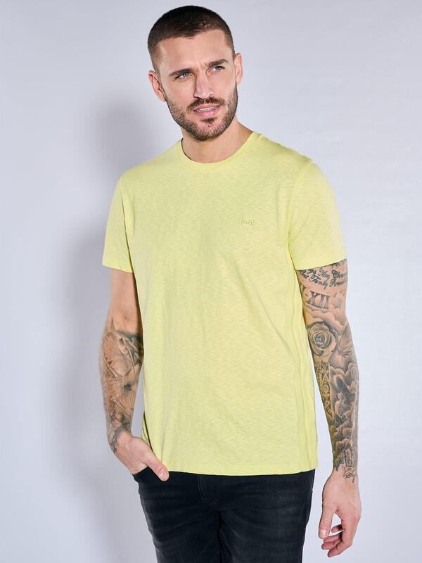 emilio adani Herren T-Shirt strukturiert gelb regular uni Rundhals von emilio adani