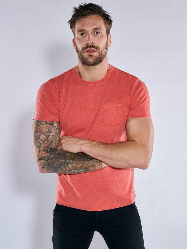 emilio adani Herren T-Shirt strukturiert rot slim fit gemustert Rundhals von emilio adani