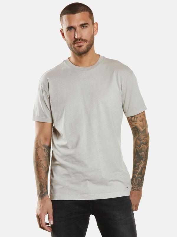 emilio adani Herren T-Shirt uni beige regular Rundhals von emilio adani