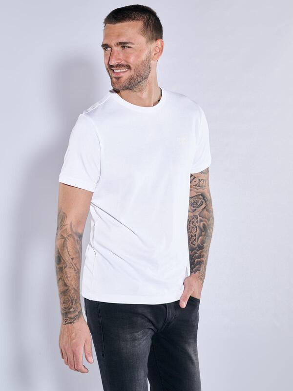 emilio adani Herren T-Shirt uni Weiß regular Rundhals von emilio adani