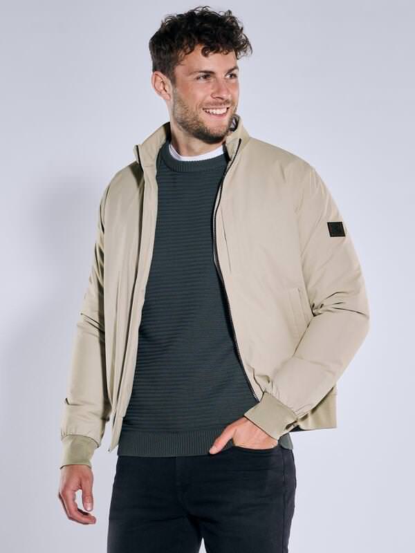 emilio adani Herren Übergangsjacke regular Beige uni Stehkragen von emilio adani