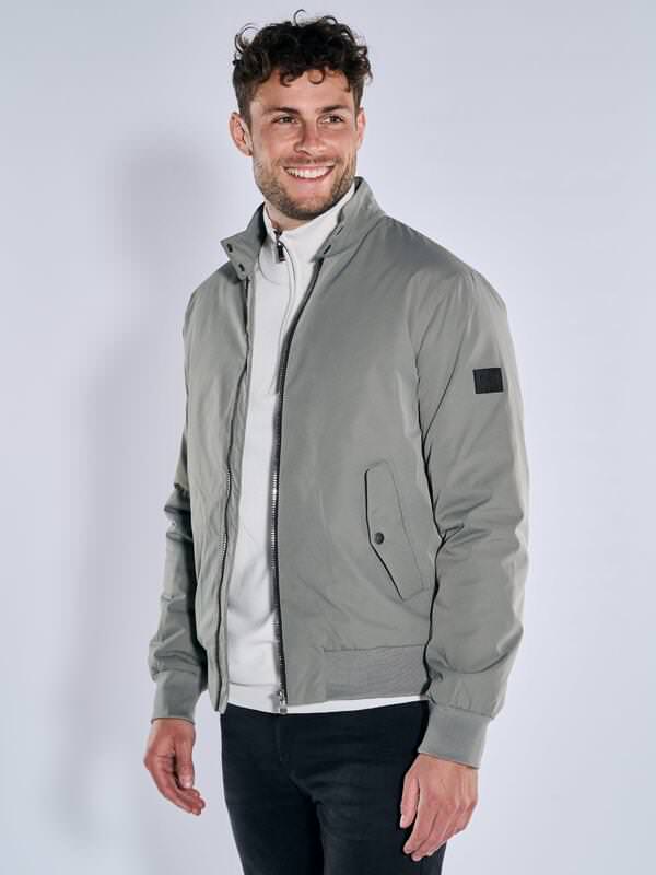 emilio adani Herren Übergangsjacke regular Grün uni Stehkragen von emilio adani