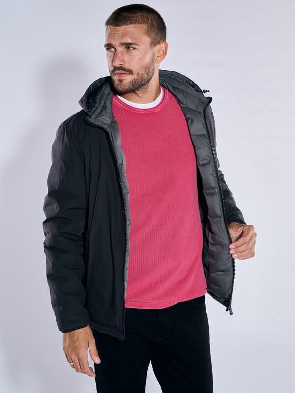 emilio adani Herren Wendejacke mit Soronafüllung Schwarz slim fit uni von emilio adani