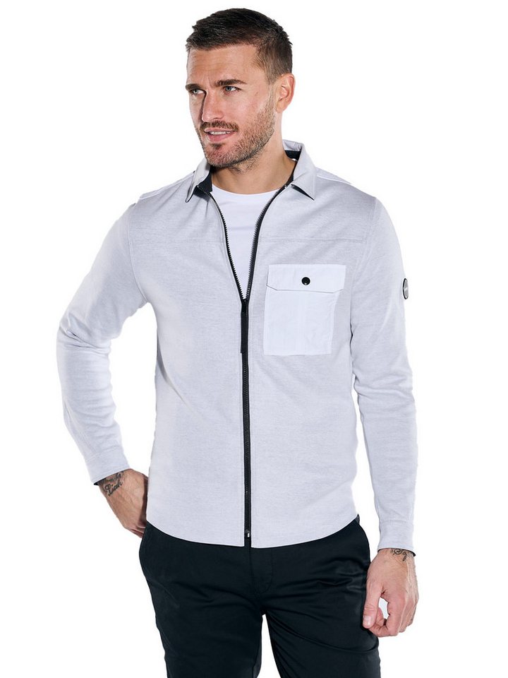emilio adani Kapuzensweatjacke emilio adani Herren Overshirt mit Zipper, Silbergrau von emilio adani
