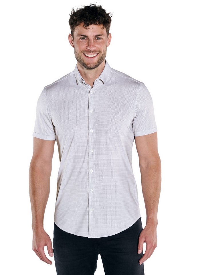 emilio adani Kurzarmhemd emilio adani Herren Kurzarm-Hemd gemustert, Reinweiss von emilio adani