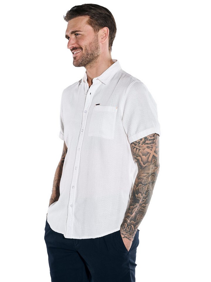 emilio adani Kurzarmhemd emilio adani Herren Kurzarm-Hemd strukturiert, Reinweiss von emilio adani