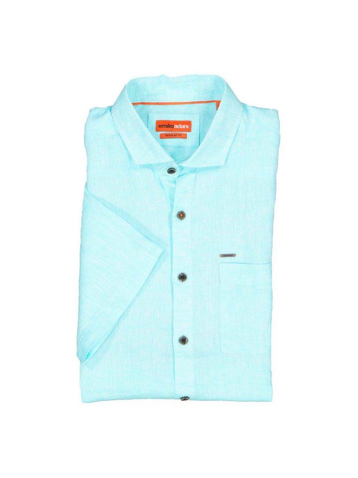 emilio adani Kurzarmhemd emilio adani Herren Kurzarm-Hemd aus Leinen, Tuerkis von emilio adani