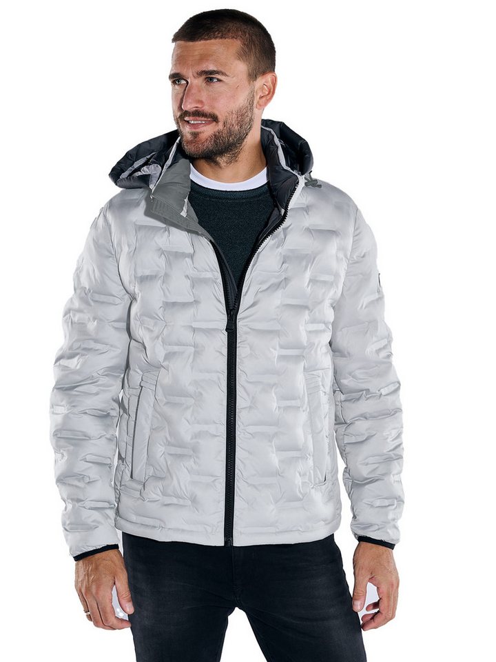 emilio adani Kurzjacke emilio adani Herren Steppjacke mit abnehmbarer Kapuze, Hellgrau von emilio adani