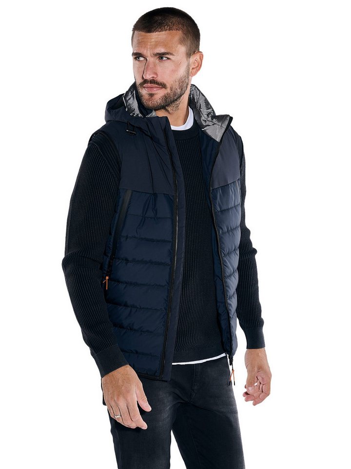 emilio adani Kurzweste emilio adani Herren Steppweste mit abnehmbarer Kapuze, Saphirblau von emilio adani