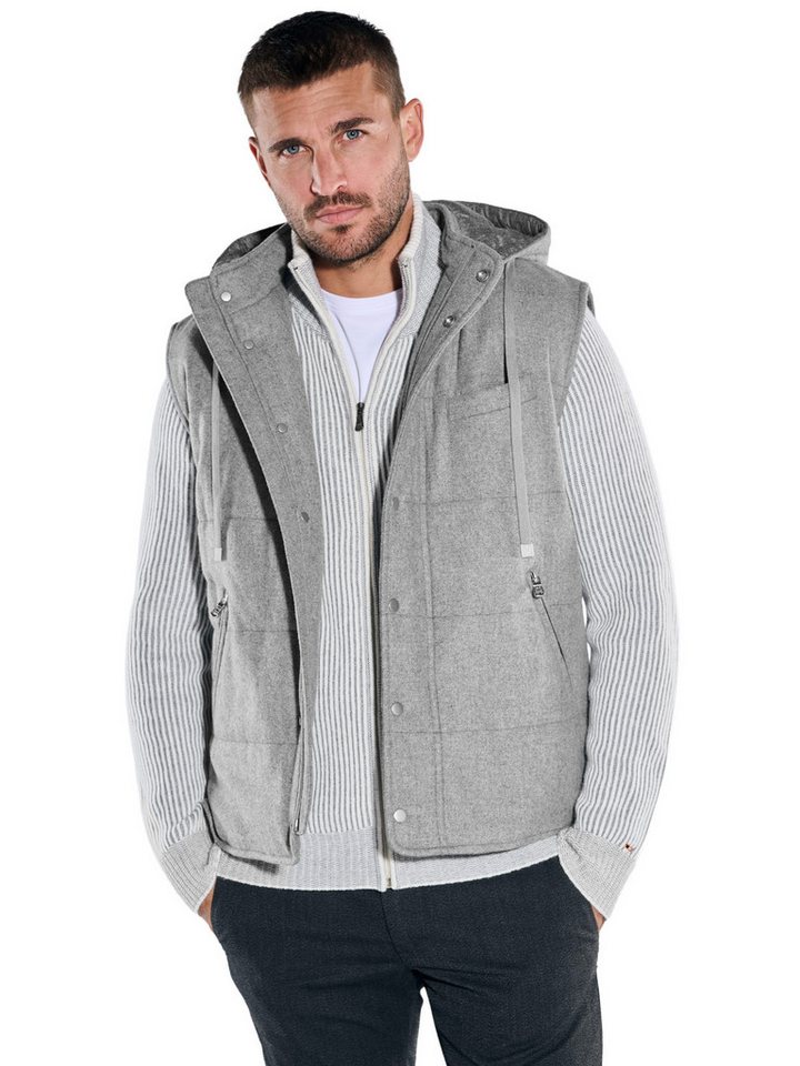 emilio adani Kurzweste emilio adani Herren Weste mit abnehmbarer Kapuze, Silbergrau von emilio adani