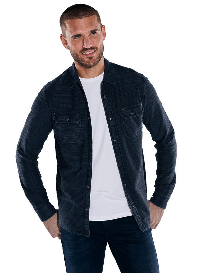 emilio adani Langarm-Poloshirt emilio adani Herren Langarm-Shirt slim fit, Saphirblau von emilio adani