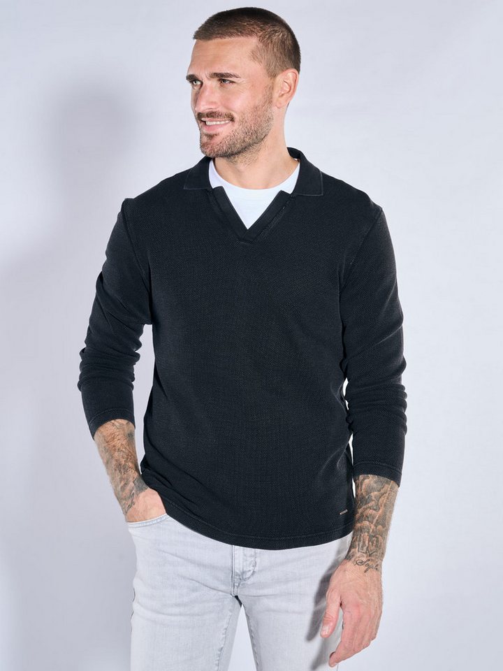 emilio adani Langarm-Poloshirt emilio adani Herren Poloshirt langarm, Schwarz von emilio adani