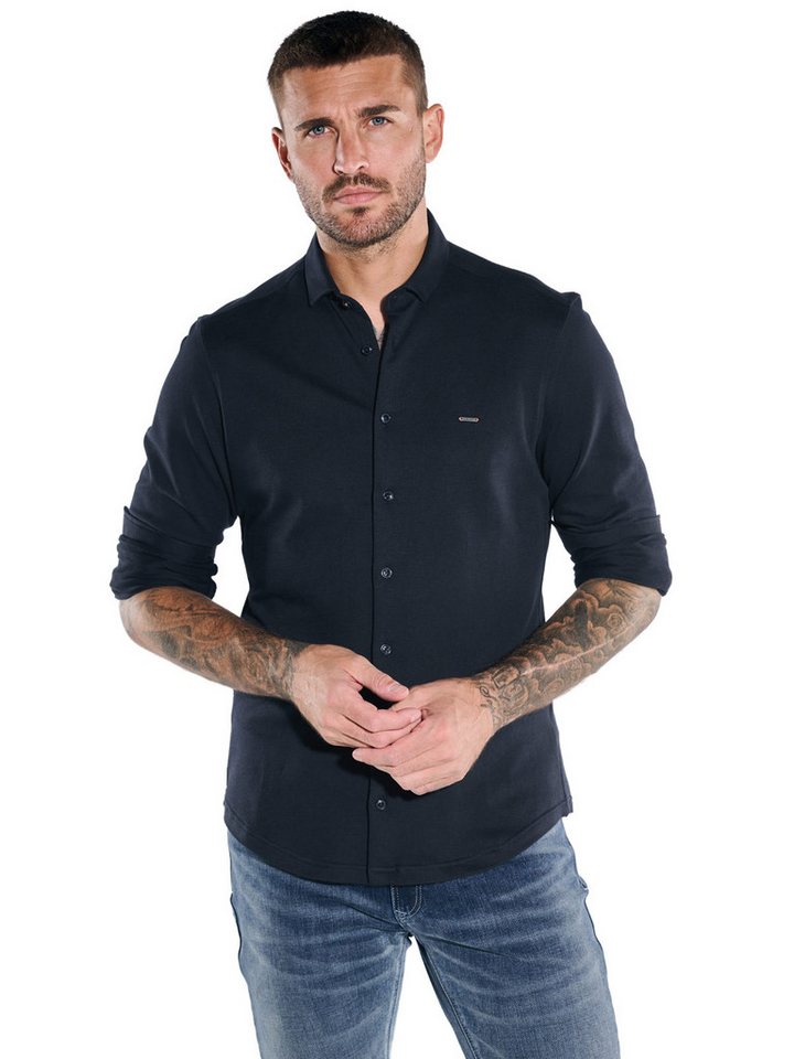 emilio adani Langarmhemd emilio adani Herren Langarm-Hemd aus Jersey, Marineblau von emilio adani