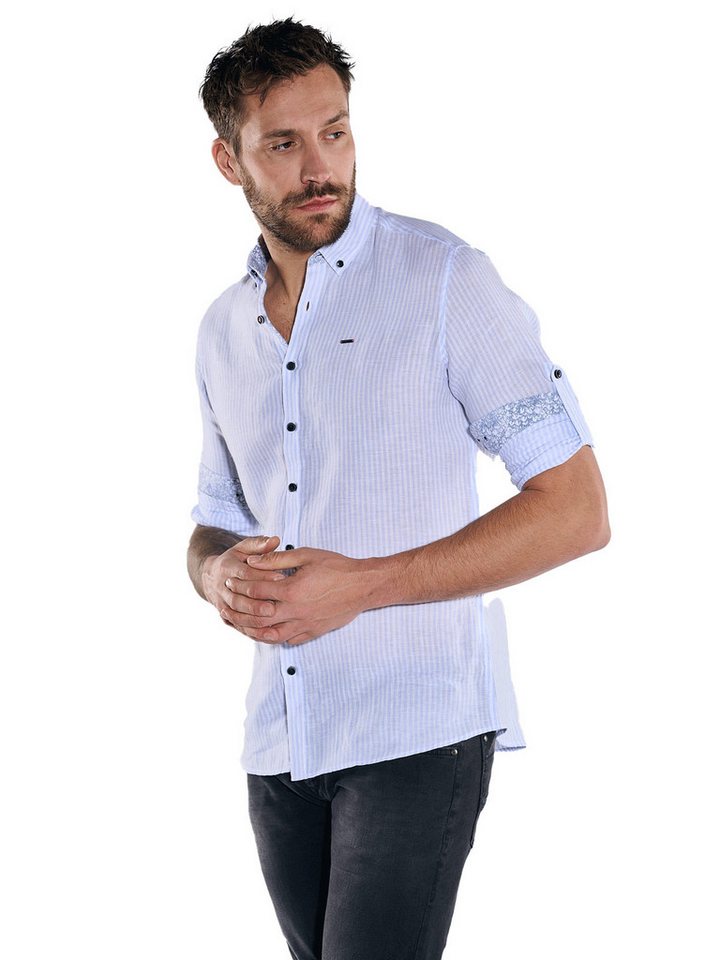 emilio adani Langarmhemd emilio adani Herren Langarm-Hemd aus Leinen, Hellblau von emilio adani