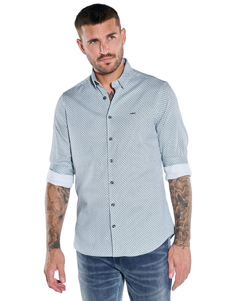 emilio adani Langarmhemd emilio adani Herren Langarm-Hemd satiniert, Brilliantblau von emilio adani