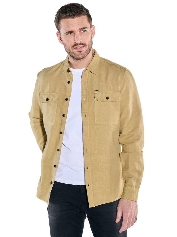 emilio adani Langarmhemd emilio adani Herren Langarm-Hemd slim fit, Safrangelb von emilio adani