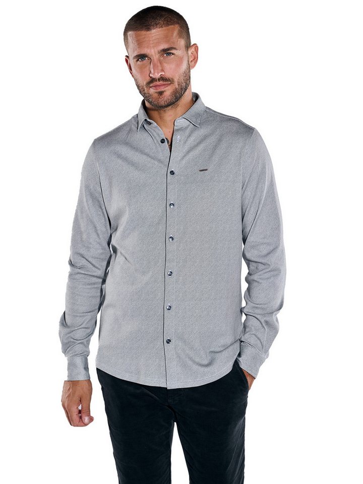emilio adani Langarmhemd emilio adani Herren Langarm-Hemd slim fit, Silbergrau von emilio adani