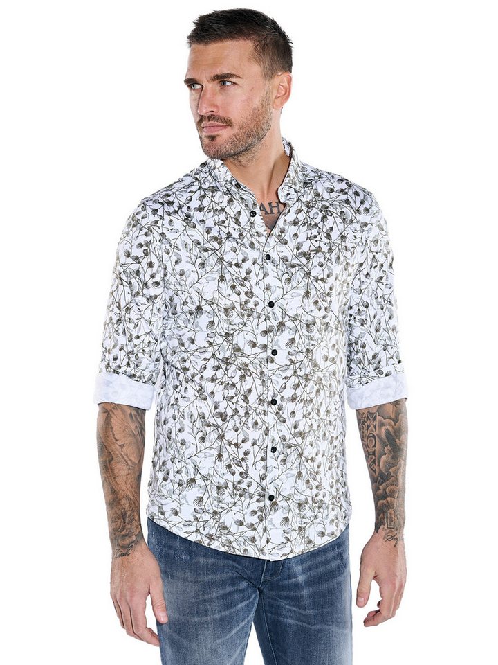 emilio adani Langarmhemd emilio adani Herren Langarm-Hemd slim fit, Oliv von emilio adani