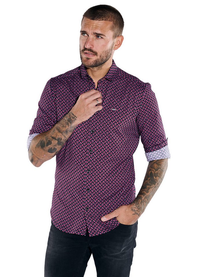 emilio adani Langarmhemd emilio adani Herren Langarm-Hemd slim fit, Bordeaux von emilio adani