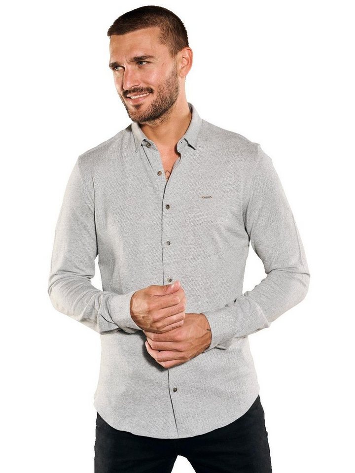 emilio adani Langarmhemd emilio adani Herren Langarm-Hemd strukturiert, Silbergrau von emilio adani