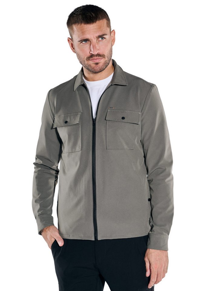 emilio adani Langarmhemd emilio adani Herren Overshirt aus Funktionsware, Oliv von emilio adani