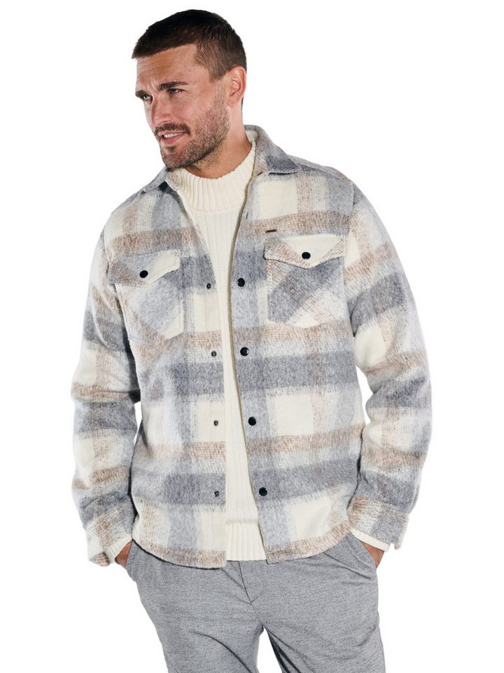 emilio adani Langarmhemd emilio adani Herren Overshirt kariert, Beige von emilio adani